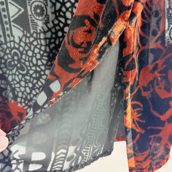 Coldwater Creek Velvet Burnout Shirt Dress Tunic 1X Floral Button Down Artsy EUC - Picture 5 of 12